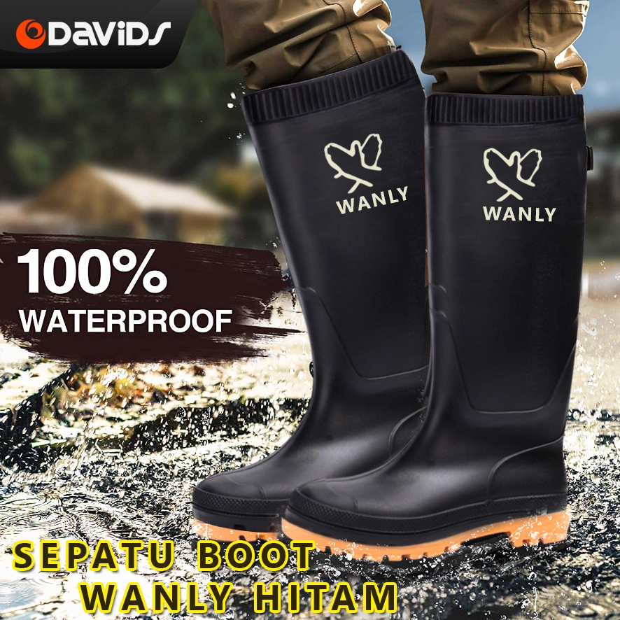 Sepatu Boots Karet Boot Hitam Pria Kerja Safety Proyek Bot Panjang Vpr