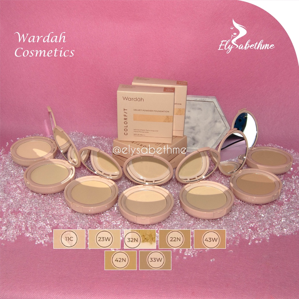 ✿ELYSABETHME✿ 🅆 🄰 🅁 🄳 🄰 🄷 Wardah Colorfit Velvet powder Foundation untuk alas bedak menutup jerawat komedo pori