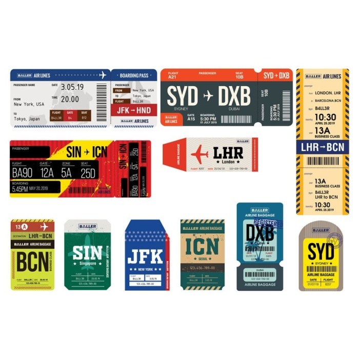 

Stiker Baller Indonesia Stickers Set Boarding Pass (Sticker Koper)
