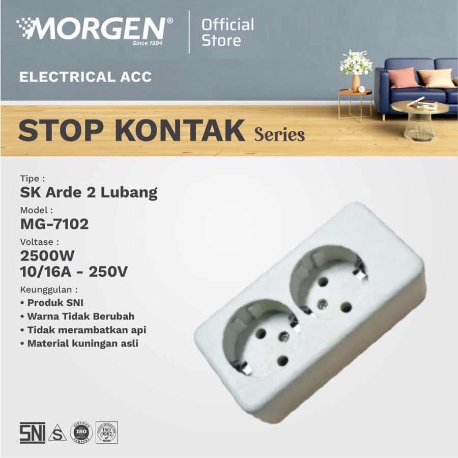 MORGEN STOP KONTAK 2 LUBANG ARDE MG-7102