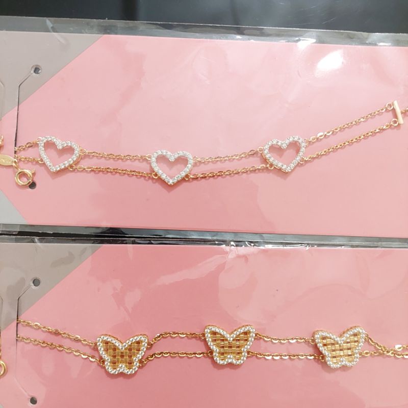 Gelang 2 layer love dan kupu variasi mata UBS kadar 8K 375