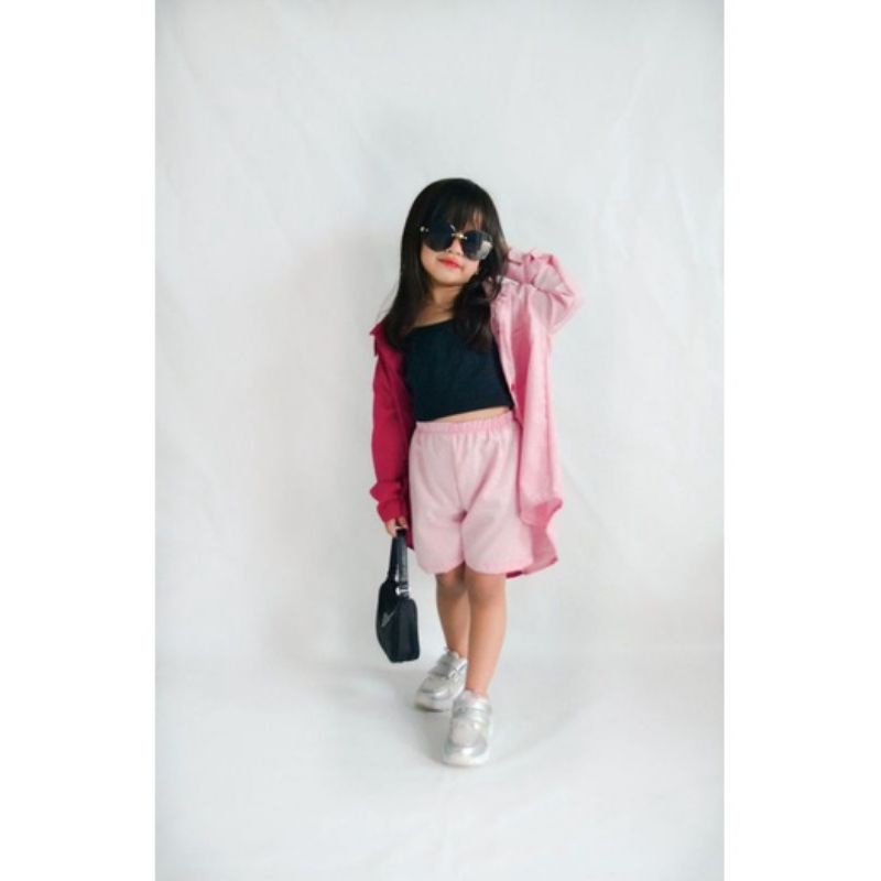 New Kemeja two Tone Kids Free Celana Bahan Lembut
