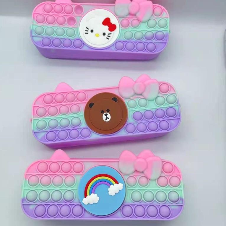 

(F-A8A-✪) 【24H SHIP】2IN1 Kotak Pensil Pop It Unicorn (Depan Belakang Bisa Pop It) super keren