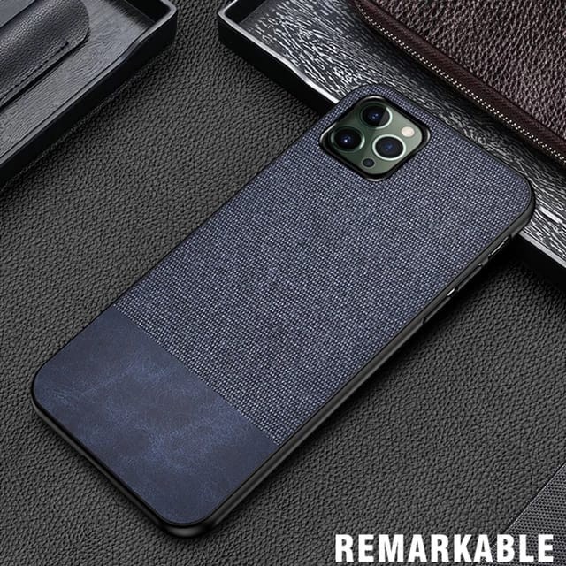 Iphone 12 Mini 12 12 Pro 12 Pro Max Softcase Fabric Denim Cover Silikon Softcase- Hitam, Iphone 12