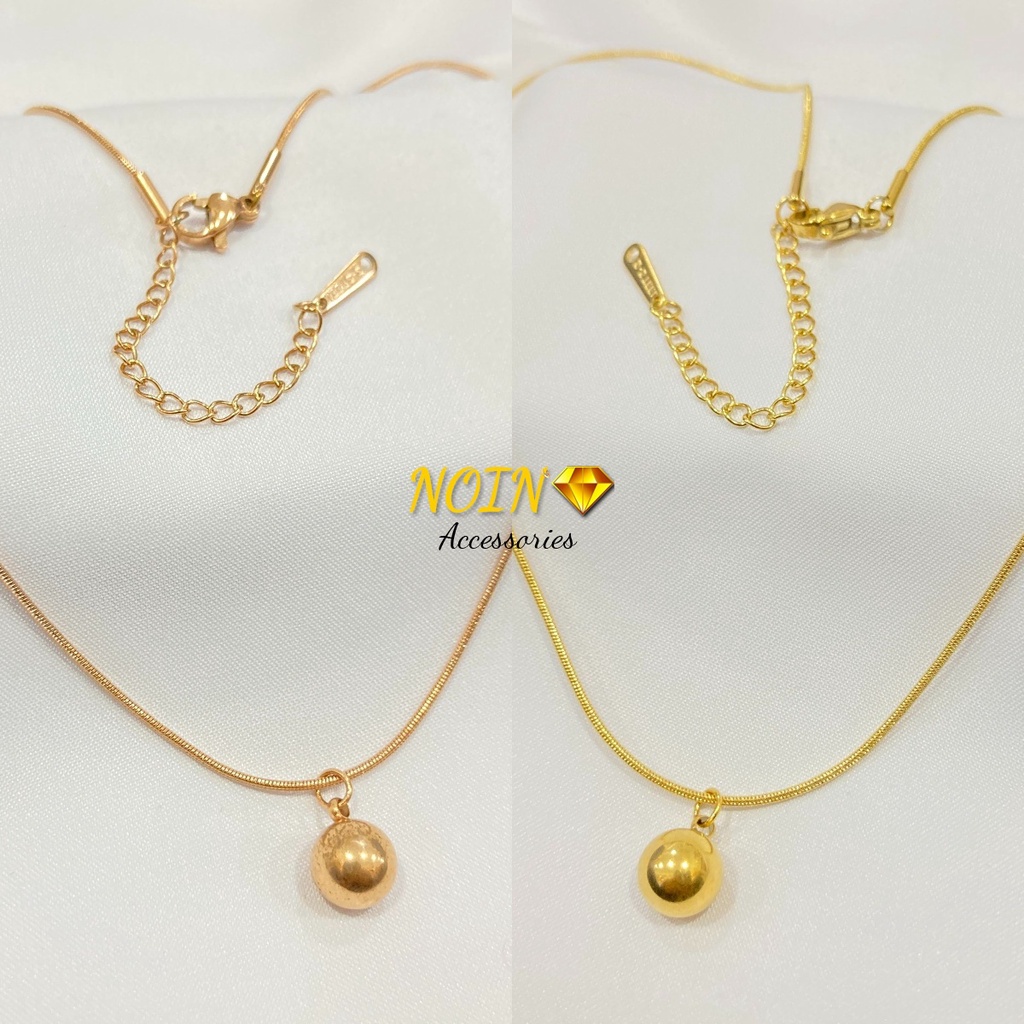 Kalung Wanita Titanium Belut Boba Pasir dan Polos Necklace Simple