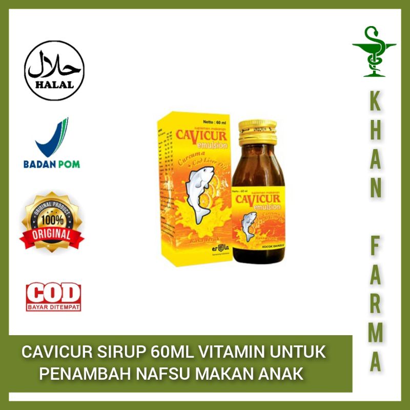 CAVICUR EMULSION SIRUP 60ML VITAMIN ANAK UNTUK MASA PERTUMBUHAN DAN PENAMBAH NAFSU MAKAN