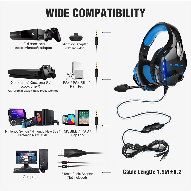 Sicibel S11 Headset Gaming Deep Bass Stereo Noise Canceling Untuk PS4 PS5 Xbox One Switch PC