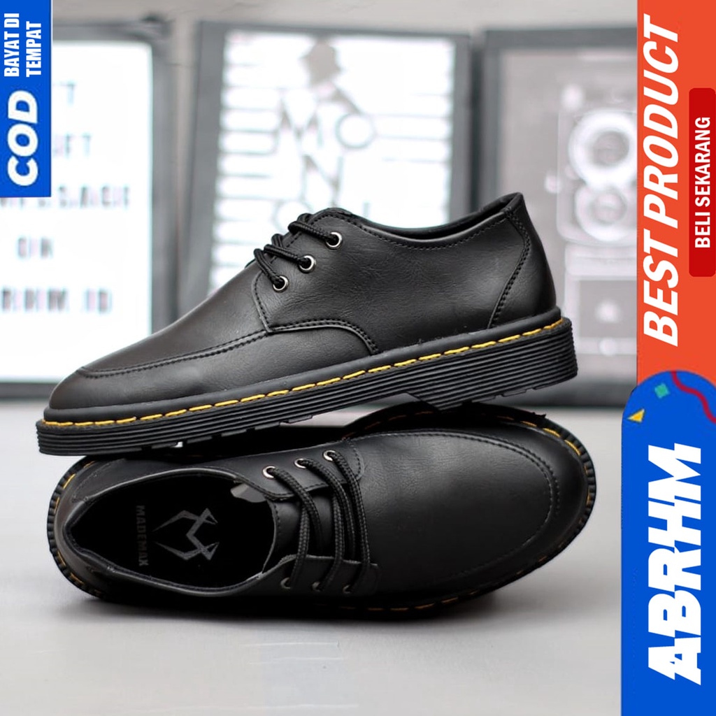 Sepatu Pantofel Formal Docmart Low Boots Kerja Pria Hitam Abrhm Rooney