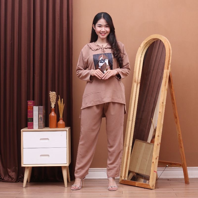 One Set Blink Setelan Emblem Sablon Crinkle Air Flow