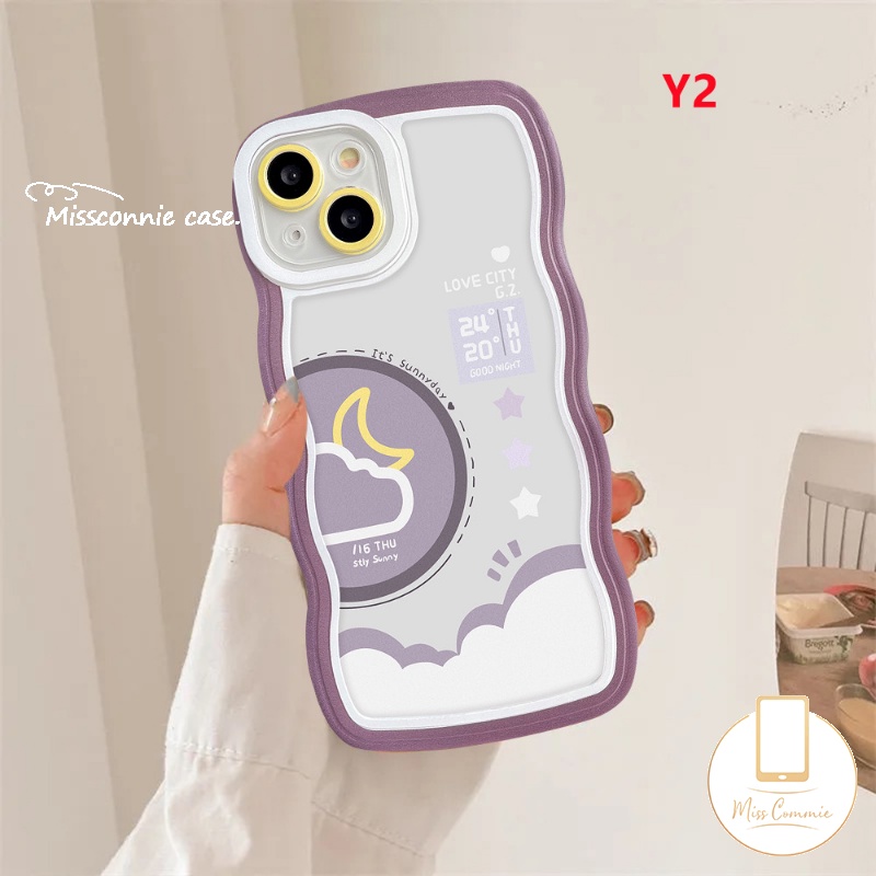 Case Pasangan Untuk Realme C55 C53 9 10 8i C30 9i 9 Pro+7i C33 C35 C12 C15 C3 C25 C25s C21Y C25Y 6i 5i 8 5 8Pro 7 C1 C20A C20 C11 Love City Day Night Ramalan Cuaca Bergelombang Casing Edge