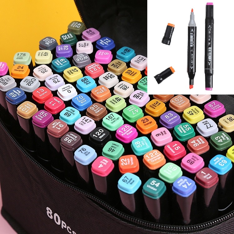 

48pcs Brush Pen Double Head Pensil Warna Cair Highlighter Stabilo Mewarnai Menggambar GN-ST0104