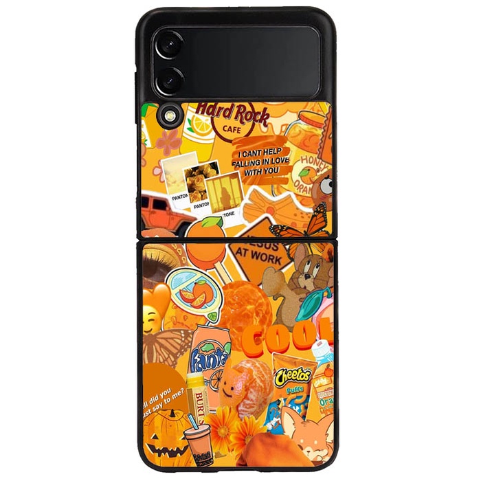 Casing Case Samsung Galaxy Z Flip 3 Z Flip 4 Z Fold 4 Z Fold 3 Orange aesthetic D69