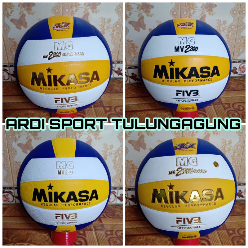 Bola volly mikasa MV2200 super gold original sunrise, mikasa mv210