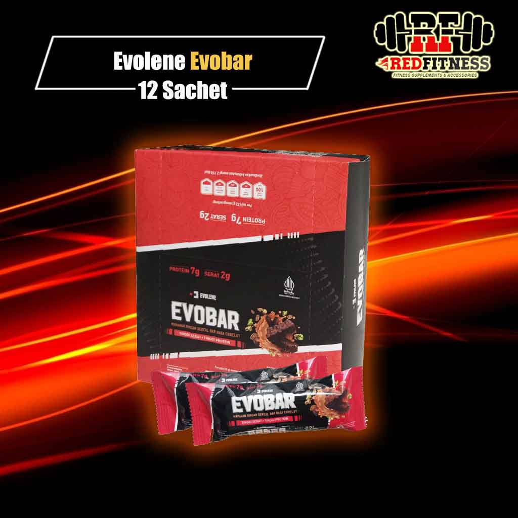 Evolene Evobar Protein Bar 1 Box (12 Sachet) / Evo Bar Cemilan Sehat Tinggi Protein