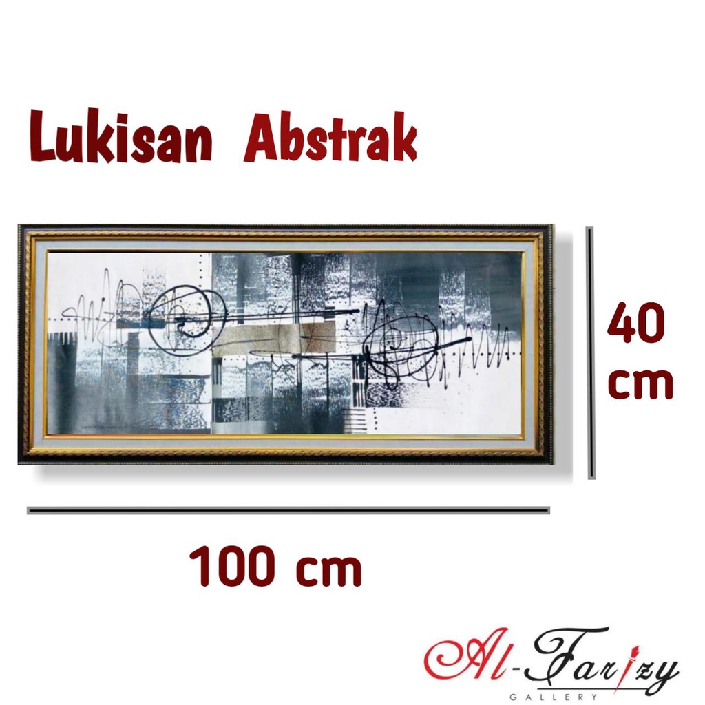 Lukisan abstrak  Minimalis Kanvas Ukuran100x40 cm lengkap dengan frem