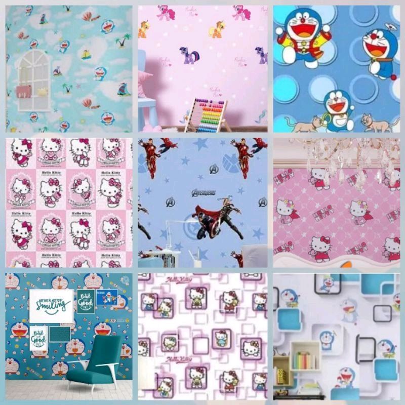 Wallpaper Dinding Motif Kartun / Wallpaper Dinding Kamar Anak / Wallsticker Dinding ukuran 45cm X  1