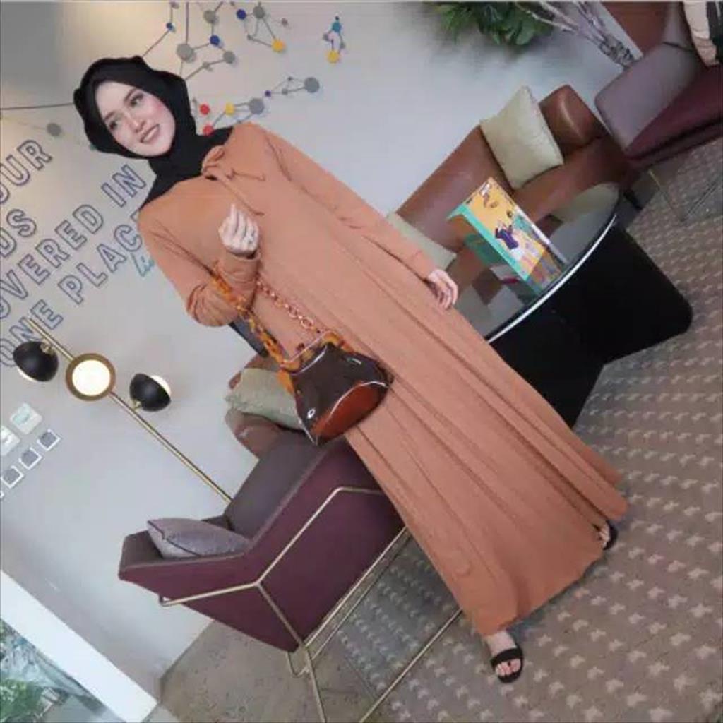 OTS 101 - Gamis Muslim Plisket Bahan Hyget Long Dress Plisket