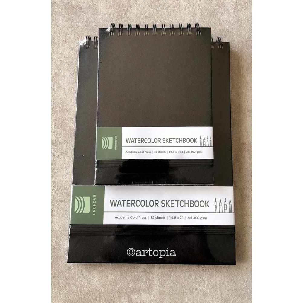 

BISA COD Artopia Baohong Sketchbook Sketch Book Watercolor Academy HP/CP A5/A6 15Lembar 300gsm