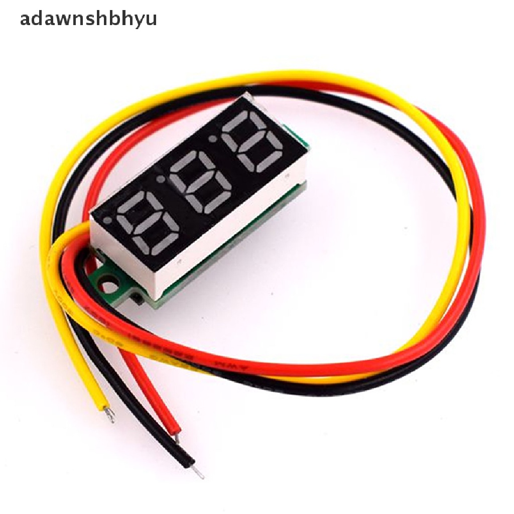 Adawnshbhyu Ultra Kecil Hijau Digital DC 0.28 Inch Ultra Kecil Digital DC Voltage Meter LED Voltage Display Tampilan Digital Yang Dapat Disesuaikan Tiga Kabel DC0-100V Voltmeter ID