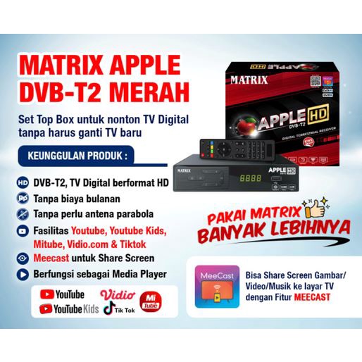 Set Top Box TV Digital Matrix Apple DVB T2 Full HD / Matrix Burger Garuda / Set Box TV Digital / BISA GOSEND COD