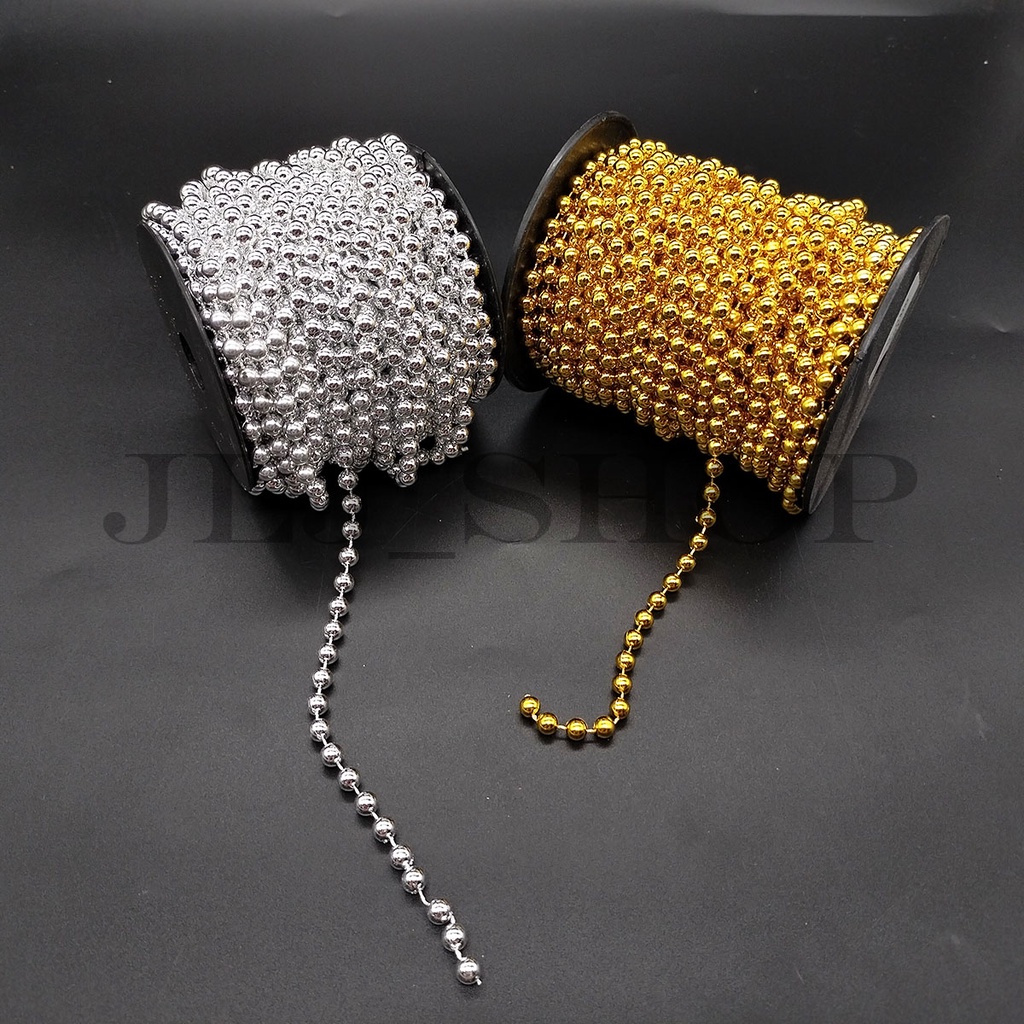 Mote lada renteng gold / silver 6mm (harga per rol)