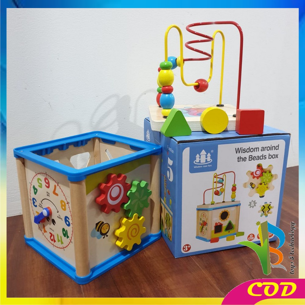 RB-M65 Mainan Edukasi Anak Puzzle Kayu Intelligence / Wisdom Box Busy Box Multifungsi Wooden Toys