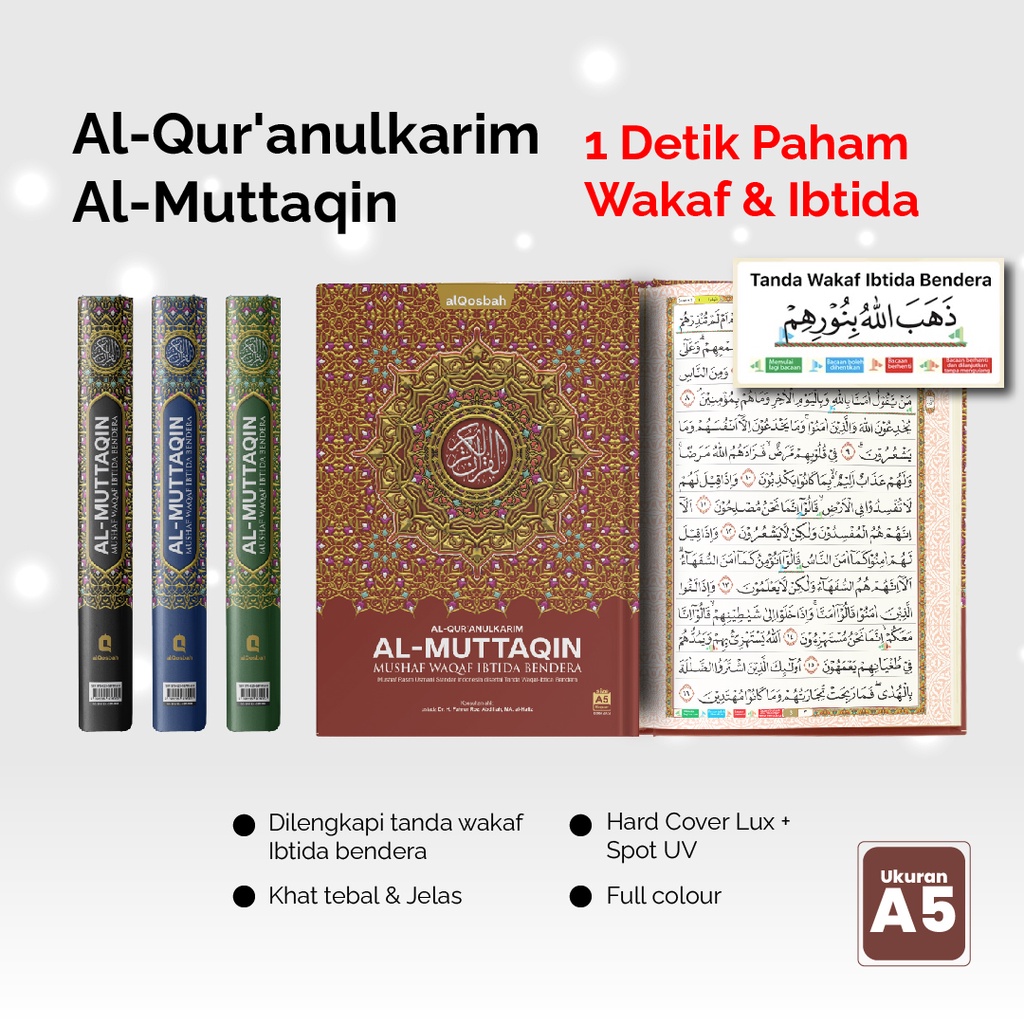 Al-Qur'anulkarim Al-Muttaqin  Mushaf Waqaf Ibtida Bendera Warna  Ukuran A5 Hard Cover Edisi Reguler