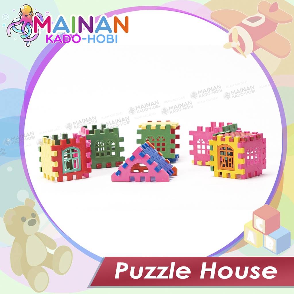 MAINAN ANAK EDUKASI SUSUN RUMAH BLOCKS PUZZLE HOUSE