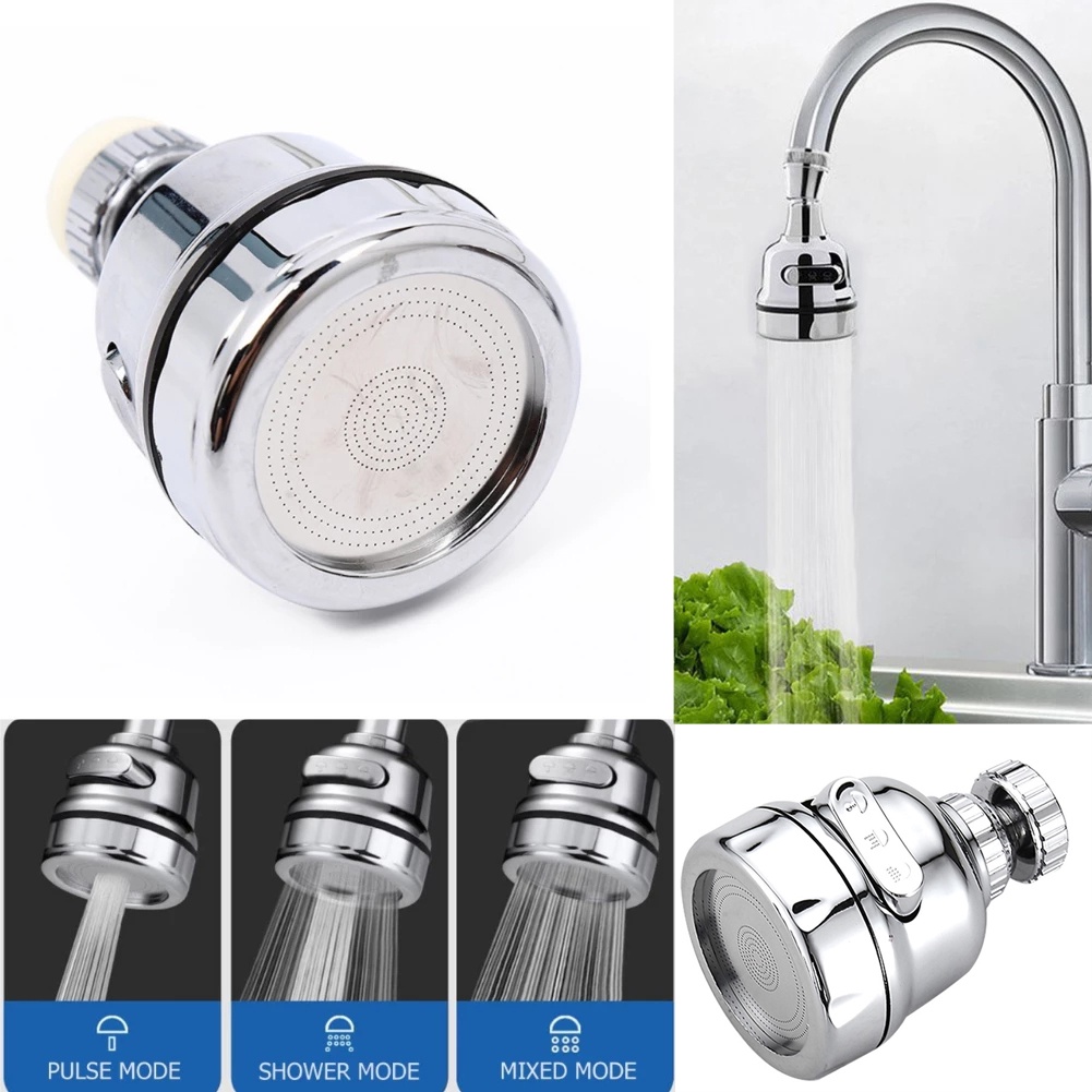 Adjustable Three Gear Booster Splash Proof Faucet Aksesoris Aerator Rumah Tangga Umum360 ° Semprotan Kran Wastafel Dapur Wastafel Putar