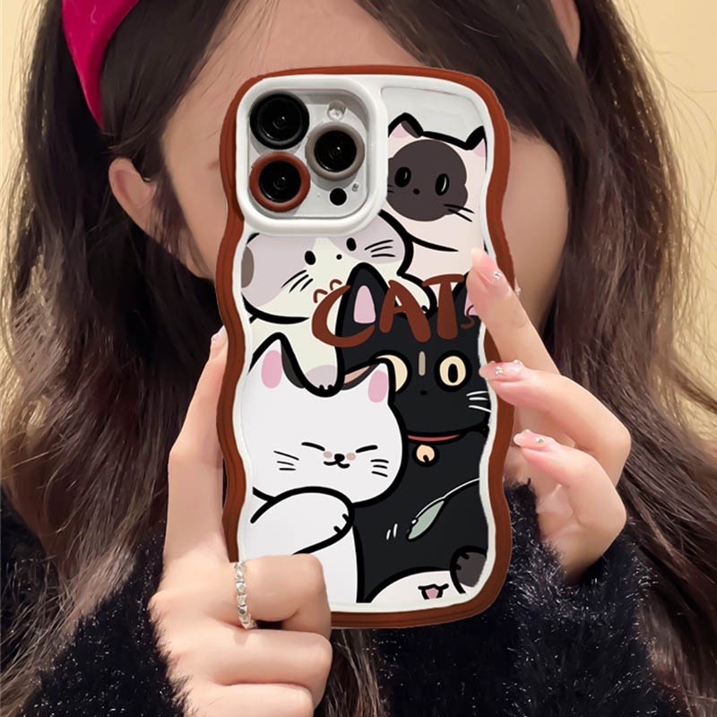 Case Untuk Iphone14 14 Pro MAX 11 Pro 11 Pro Max12 12 Pro 12 Pro MAX iPhone 13 Pro MAX X XR XS MAX 6 6S 7 8 Plus SE 2020 Desain Kartun Kucing Bebek Warna Lucu Besar Case Gelombang DGX