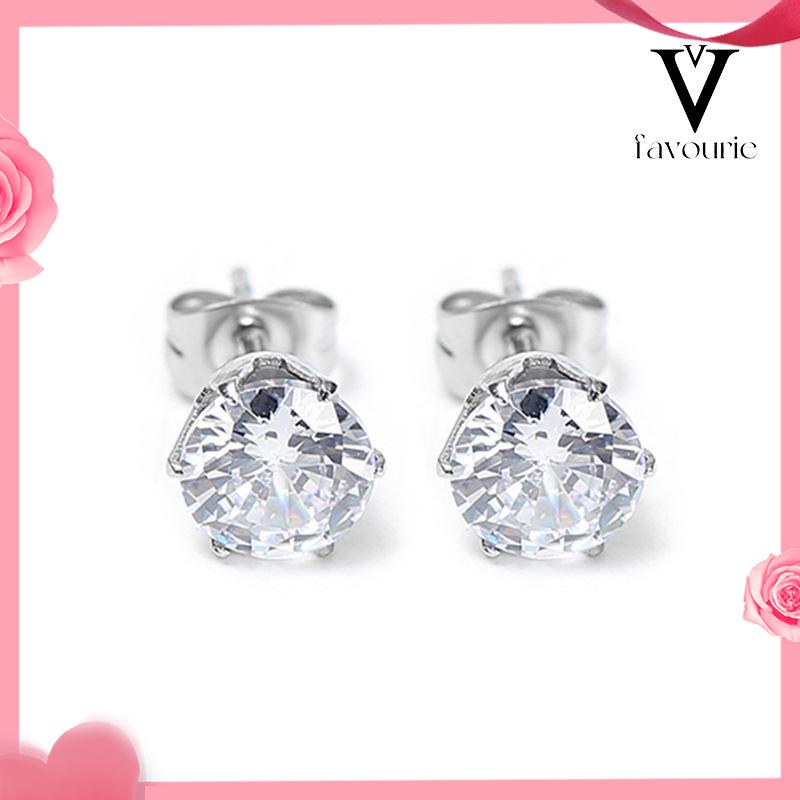 CODTitanium Steel Real Zircon Super Shiny Stud Earrings Diamond Stud Earrings Jewelry-FA