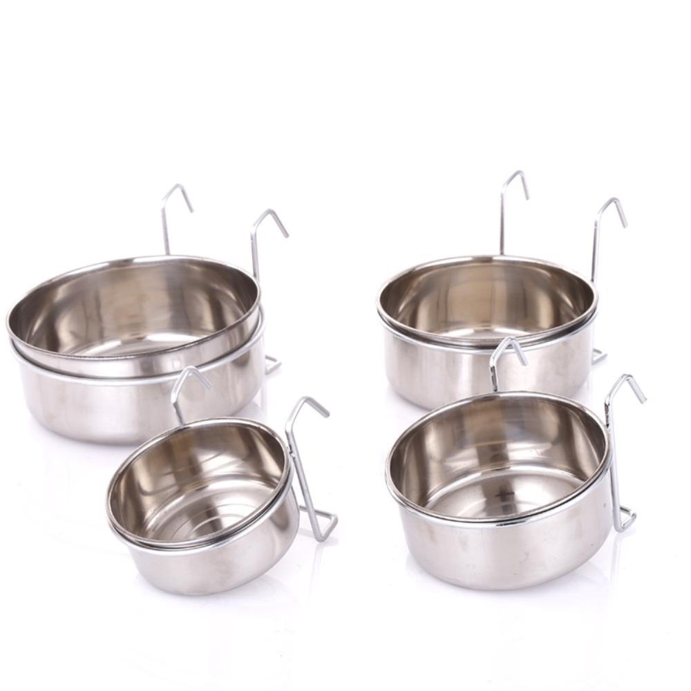 TOP Mangkok Anjing Stationary Tahan Lama Gantungan Kandang Cangkir Stainless Steel Gantung Feeder Dish