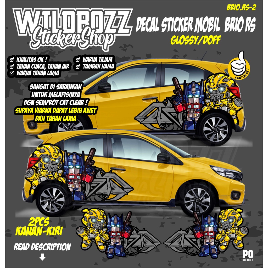 decal printing mobil honda brio rs (brio.rs-2) -WILDBOZZ STICKER-
