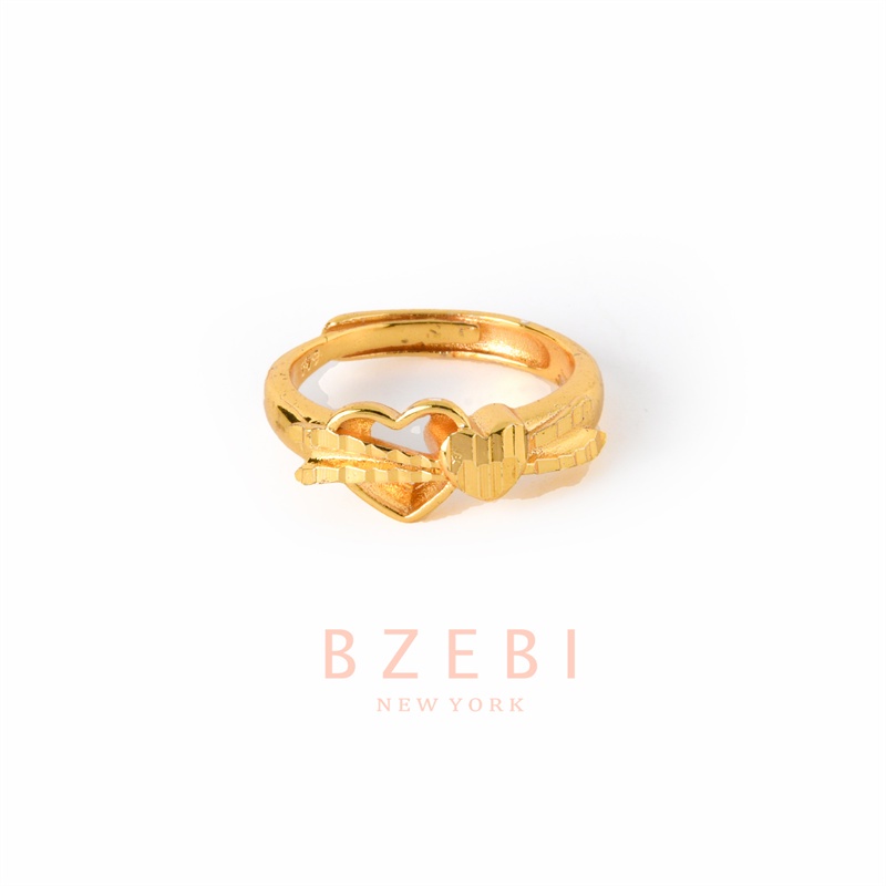 Bzebi Cincin Hati Emas Saudi 24k, Cincin Terbuka Dapat Disesuaikan, Anti Karat, Gaya Korea, Aksesoris Fashion Wanita, Aksesoris Harian, Perhiasan Premium, Hadiah Ulang Tahun Dengan Kotak 378r