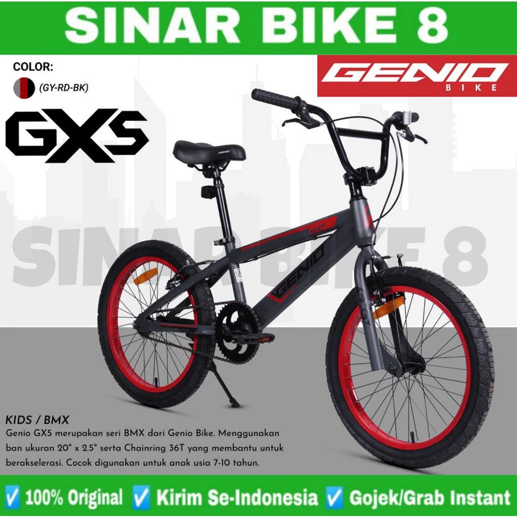 Sepeda Anak Laki laki Ukuran 20 Inch BMX GENIO GX 5 Ban 2.40