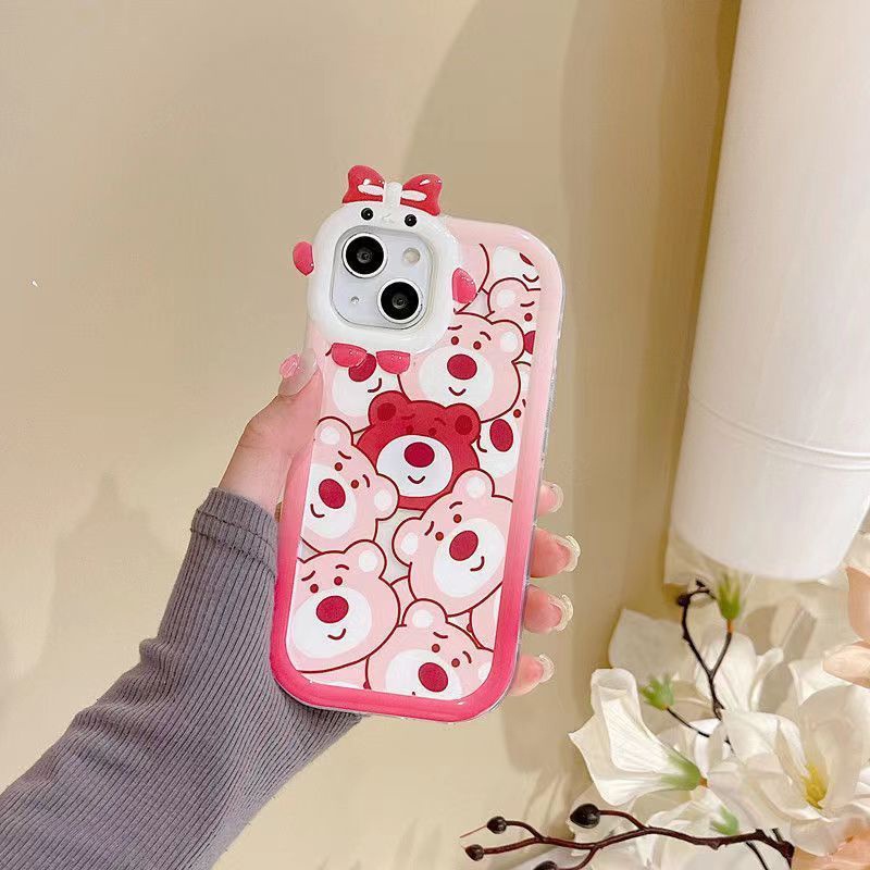 Case Beruang Strawberry Kartun OPPO A17 A17 A17K A57 2022 A77S A77 A15 A16 A16K A54 A53 A12 A5S A7 A3S A11k A31 A52 A92 A94 A93 A37 F9 A1K Reno 5a76 A96 A36 Monster Kecil Case