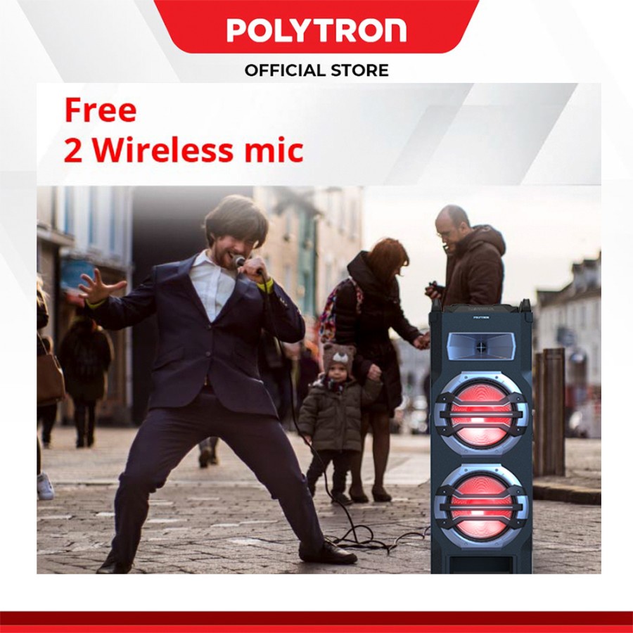 POLYTRON PTS 12KF25 / PTS12KF25 Gratis 2 Wireless Mic Portable Speaker