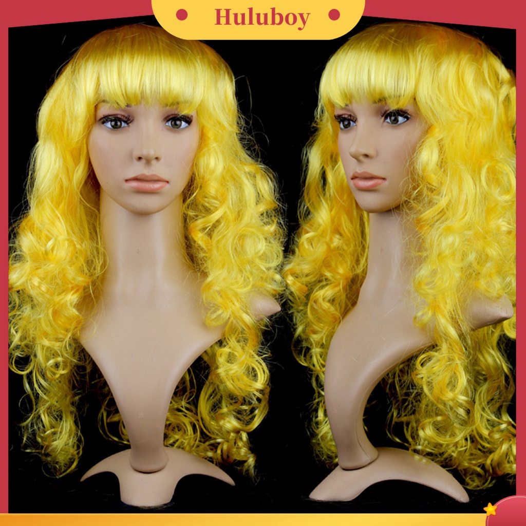 Wig Rambut Palsu Wanita Model Panjang Lurus Gelombang Bahan Mesh Tahan Angin
