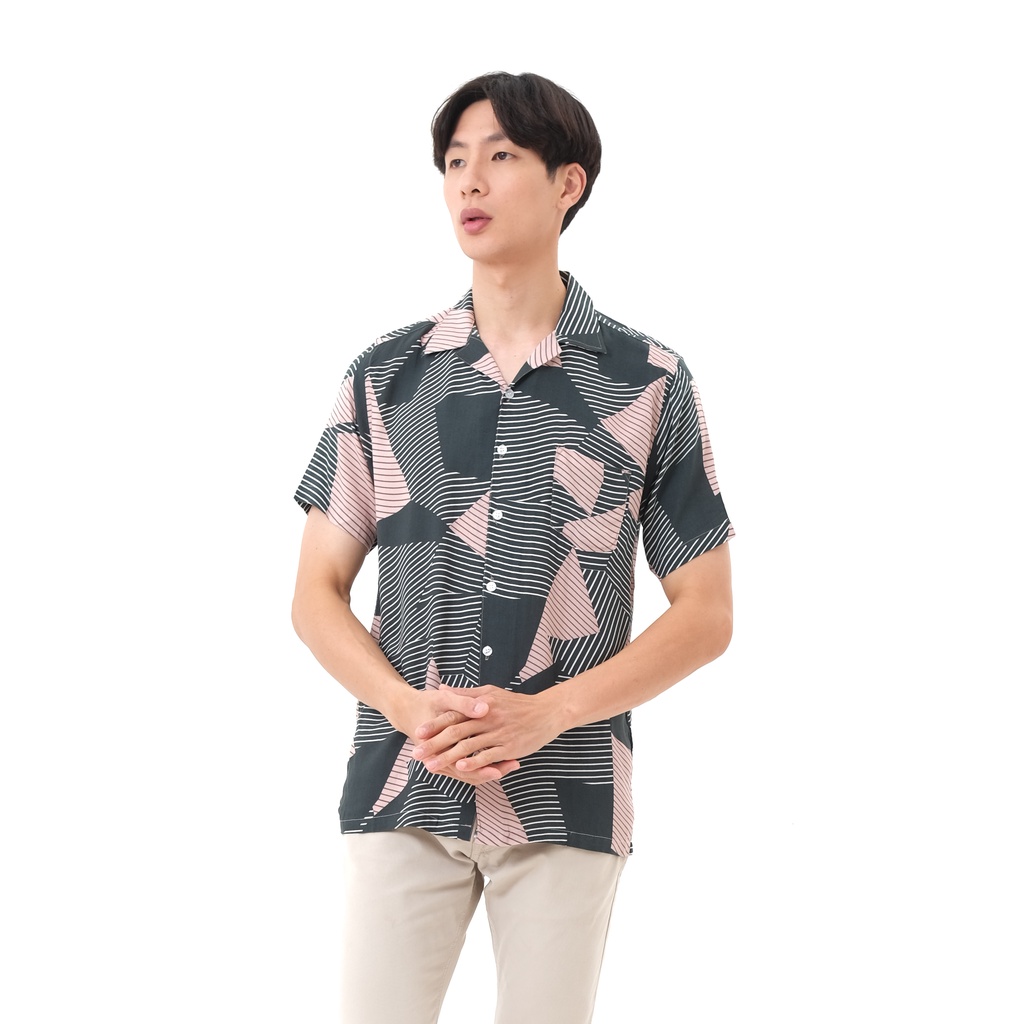 SANVANINA Kemeja Hawaiian Pria Full Printing Abstrak - Hornet Casual Shirt E-2024