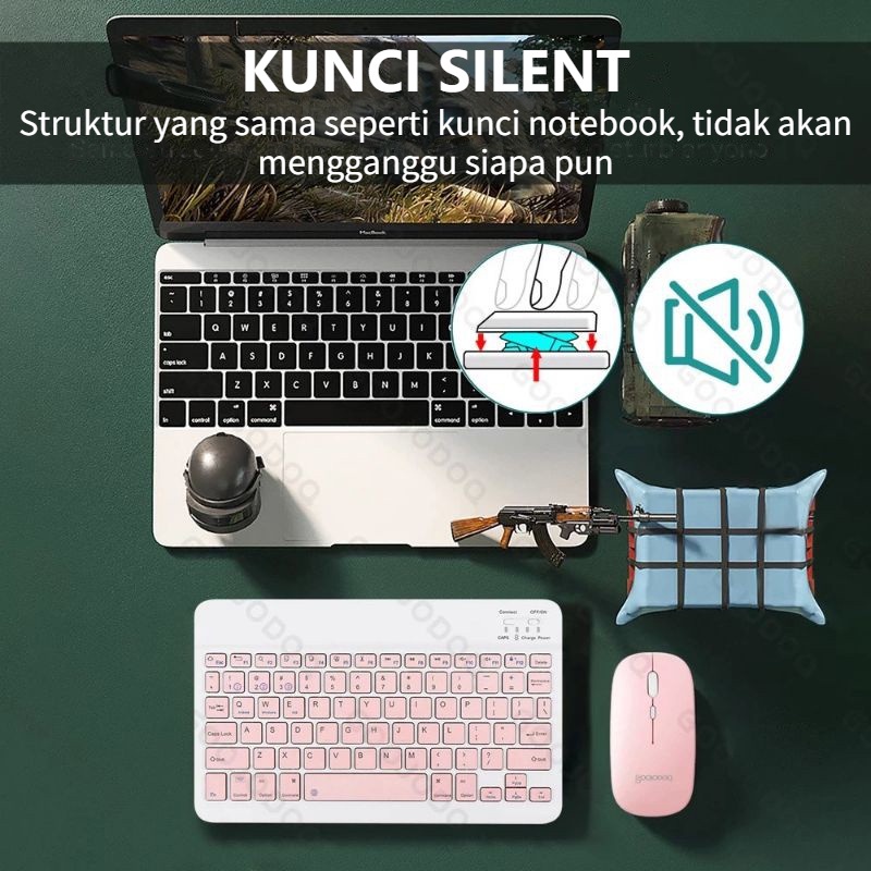 Paket 2 in 1 Wireless Bluetooth Keyboard Gen 2 Dan Mouse Set Lightweight Portable Support Android IOS Samsung Xiaomi Huawei Ipad Oppo Realme (Harga Sudah 1 paket)