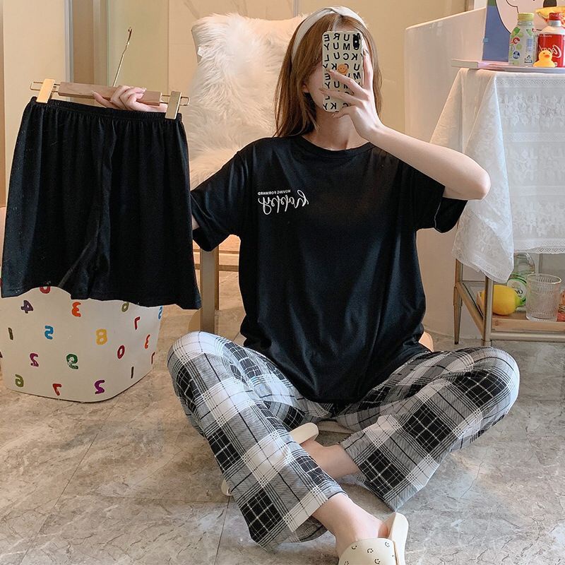 GROSIRTAS TG1483 Set Baju Tidur Wanita 3 IN 1 ALL SIZE Import Banyak Warna