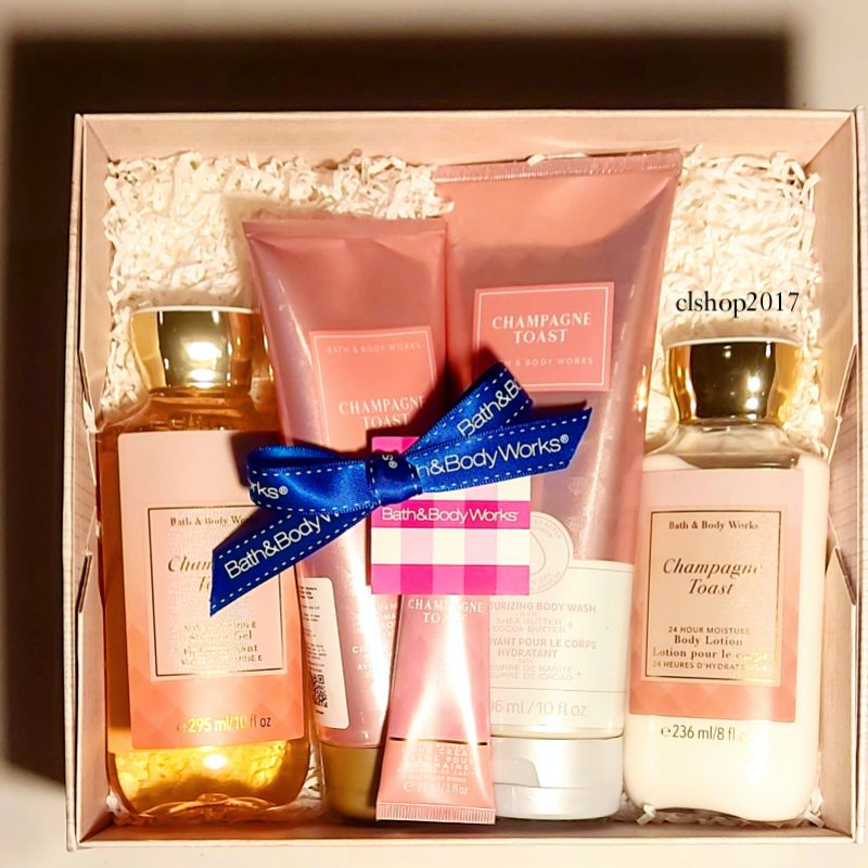 BBW CHAMPAGNE TOAST FULL SIZE GIFT SET PAKET BATH &amp; BODY WORKS