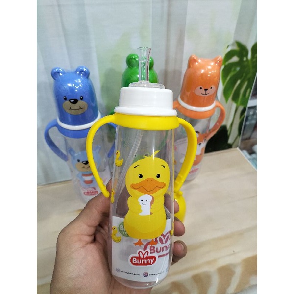 Paket Botol Susu Karakter Lucu(Botol+Nipple+Gagang+Sedotan)BPA Free 250 Ml/125 Ml 2418