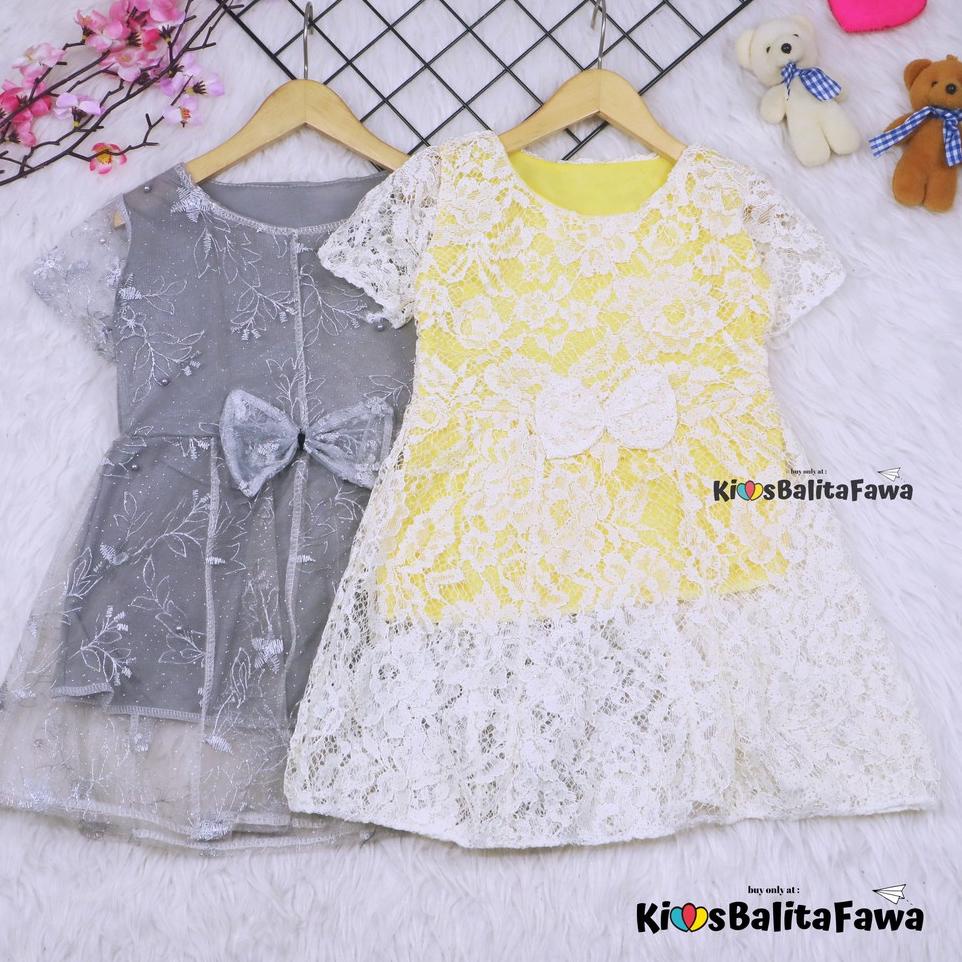 COD Dress Raisa uk 2-3 Tahun / Dres Brokat Anak Perempuan Gaun Brukat Pesta Baju Import Baby Cewek (ART. 770)