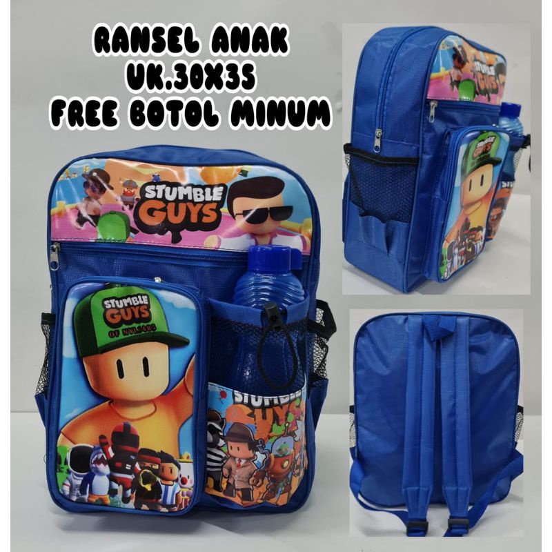 STUFFGIRL - TAS RANSEL SEKOLAH ANAK TK- PAUD ANAK LAKI- LAKI STUMBLE GUYS GRATIS BOTOL MINUM