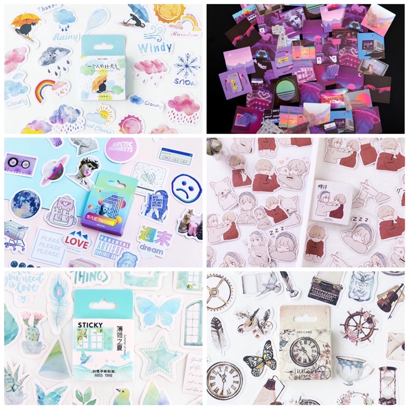 

46 pcs Deco Sticker Planner DIY Scrapbook Stiker Aesthetic Lucu Murah
