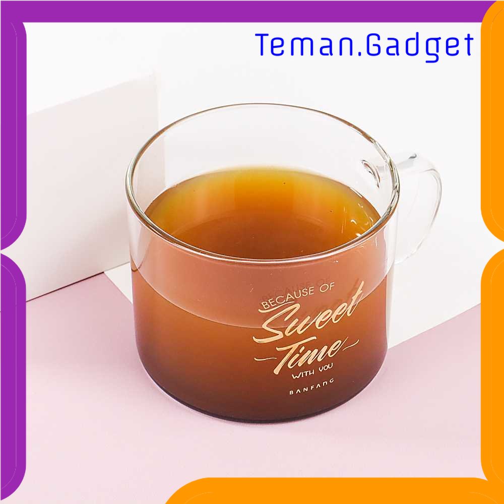 TG - DPR BANFANG Gelas Cangkir Kopi Glass Coffee Desain Sweet Time 475ml - MD18