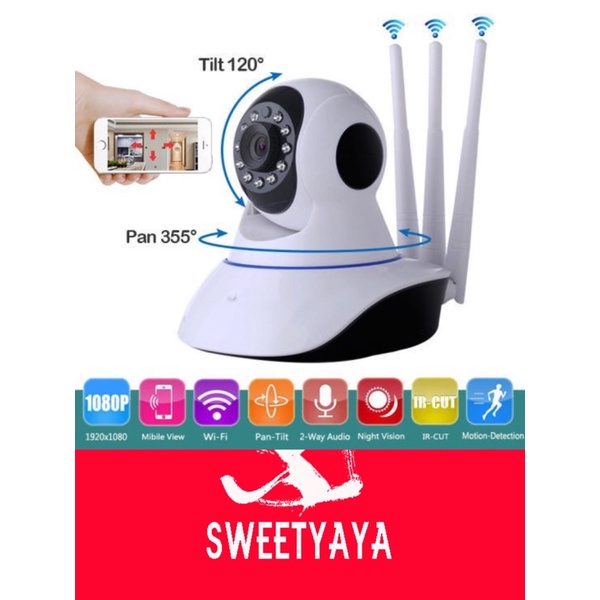 Kamera Pengintai CCTV Wireles Wifi 3 Antena Camera - IP CAM - CCTV COD Kamera Cctv V380 1080p HD