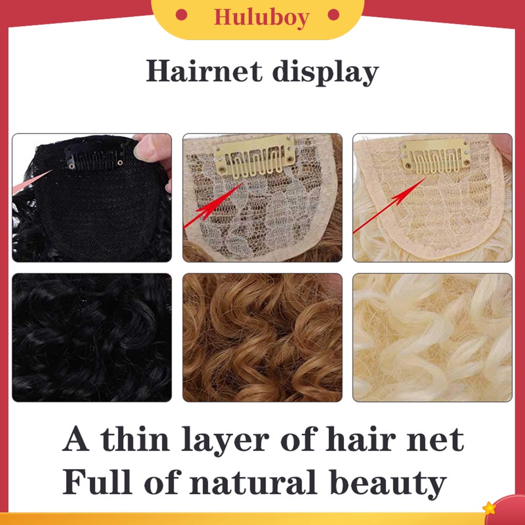 Wig Poni Rambut Extension Keriting Warna Hitam Tahan Panas Untuk Wanita