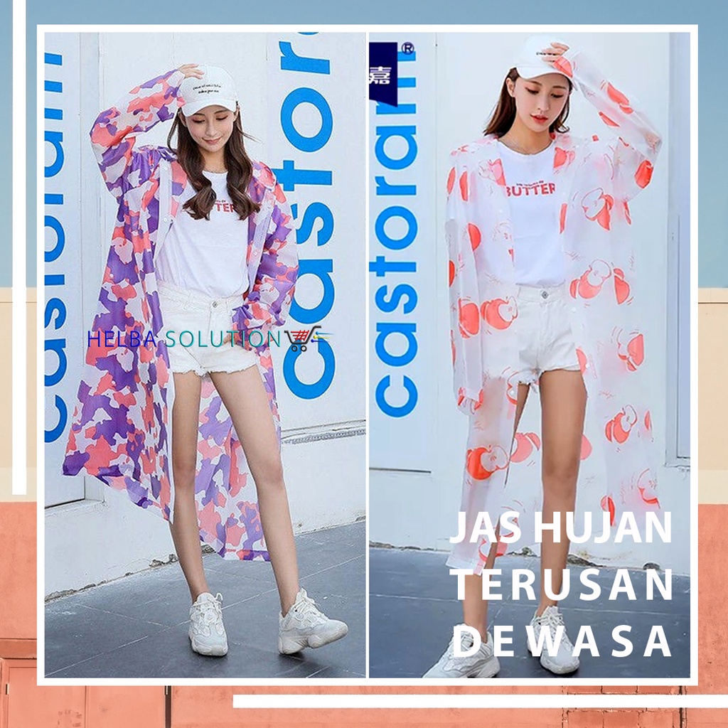 Jas Hujan Model Terusan Wanita Dewasa Dan Remaja Mantel Hujan Modis Kekinian Woman Fashion Raincoat